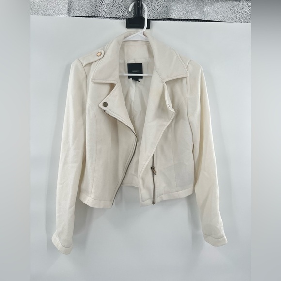 Forever 21 white asymetrical jacket full zip size S - Picture 6 of 7